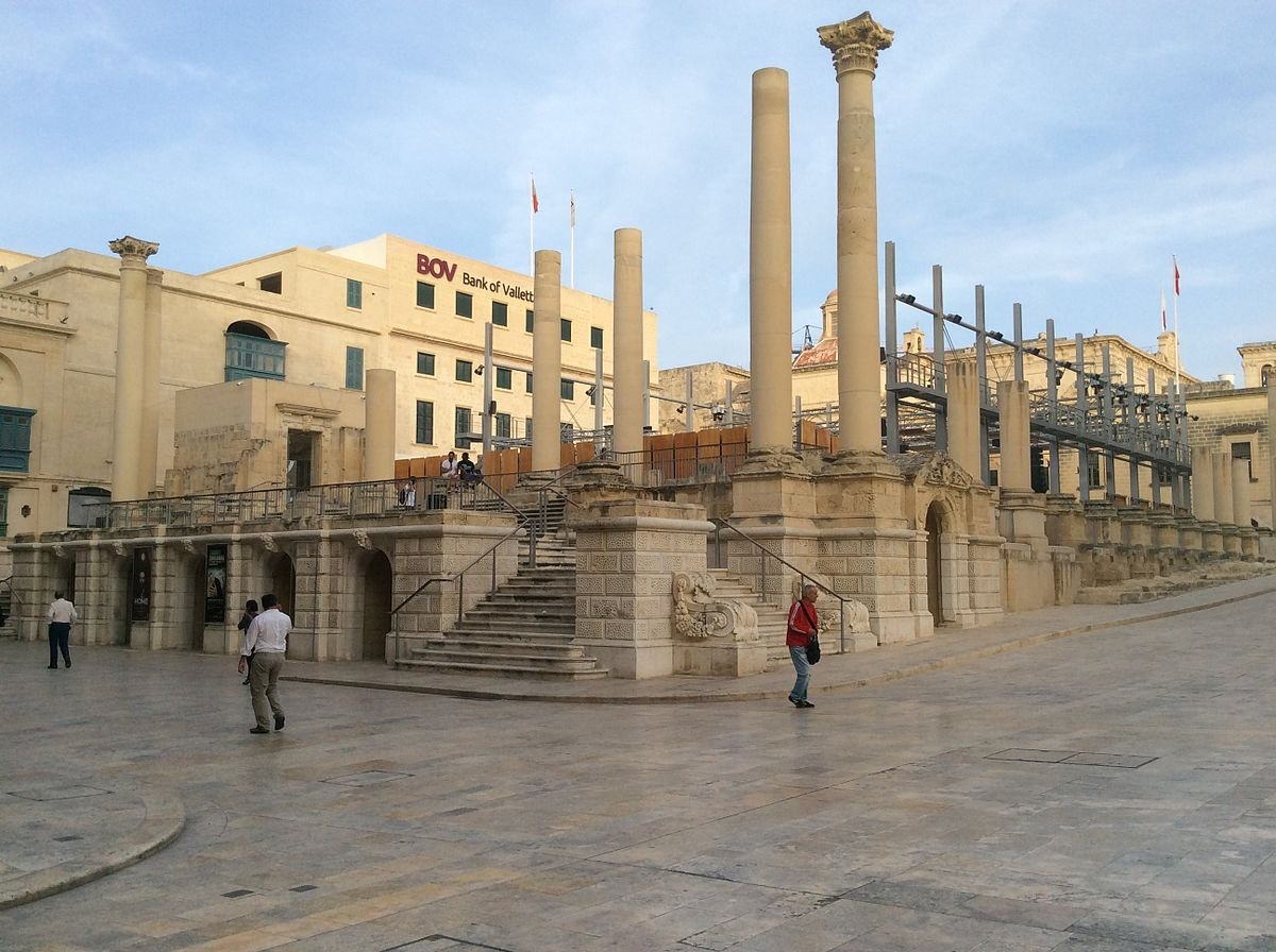 Historical photograph of Valletta's Royal Opera House before its destruction